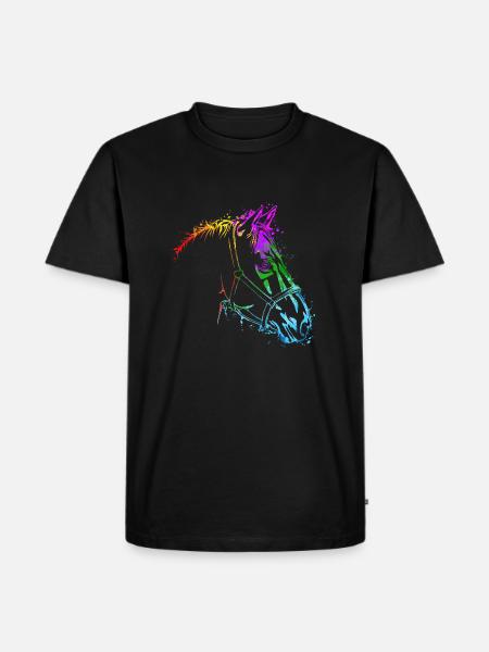 Pferdekopf Bunt Pferd Pferde - Männer Premium Bio T-Shirt - Schwarz