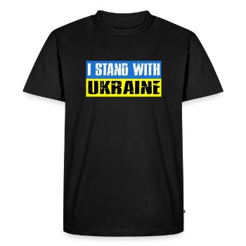 I stand by Ukraine | Stop War - Men's Premium Organic T-Shirt - black - Front - Nico (187cm)