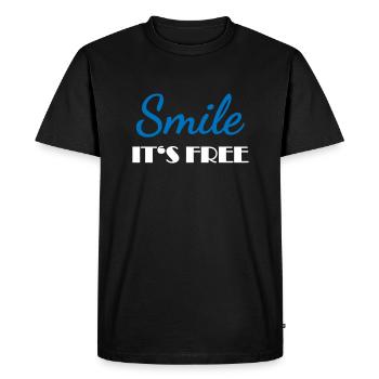 Smile! It's free - Men's Premium Organic T-Shirt - black - Front - Nico (187cm)