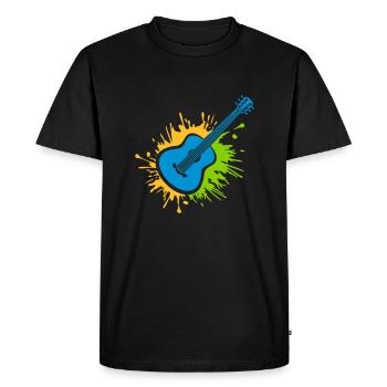 Éclaboussures colorées de gouttes de guitariste de couleur - T-shirt Premium bio Homme - noir - Devant - Nico (187cm)