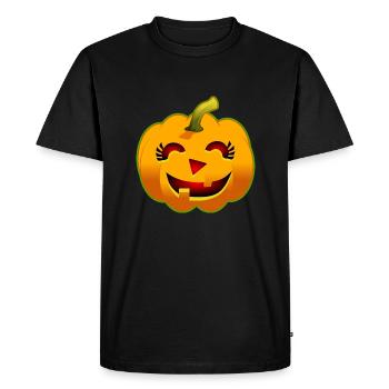 Citrouille d'Halloween – Sourire - T-shirt Premium bio Homme - noir - Devant - Nico (187cm)