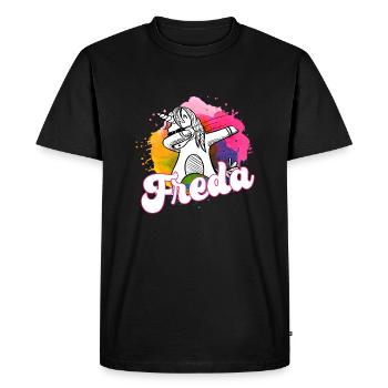 FREDA - Beau nom avec licorne dabbing - T-shirt Premium bio Homme - noir - Devant - Nico (187cm)