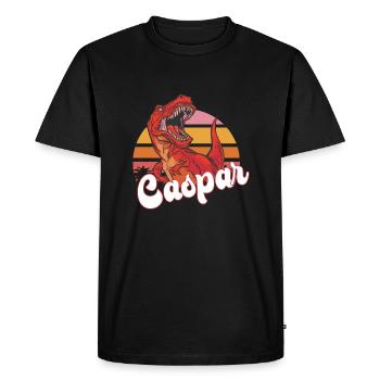 CASPAR - Beau prénom de garçon avec T-REX Dino - T-shirt Premium bio Homme - noir - Devant - Nico (187cm)