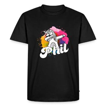 PHIL - Beau nom de garçon avec licorne cool - T-shirt Premium bio Homme - noir - Devant - Nico (187cm)