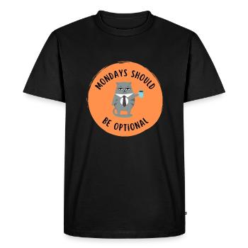 Angry Cat - Monday should be optional - Men's Premium Organic T-Shirt - black - Front - Nico (187cm)