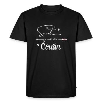 Je vais être cousin - T-shirt Premium bio Homme - noir - Devant - Nico (187cm)