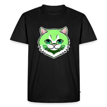 mignon petit chat vert - T-shirt Premium bio Homme - noir - Devant - Nico (187cm)