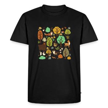 Forest Critters Pattern T Shirt - Men's Premium Organic T-Shirt - black - Front - Nico (187cm)