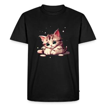 chaton mignon - T-shirt Premium bio Homme - noir - Devant - Nico (187cm)