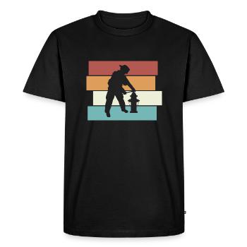 Firefighter Retro Firefighter Vintage Gift - Men's Premium Organic T-Shirt - black - Front - Nico (187cm)