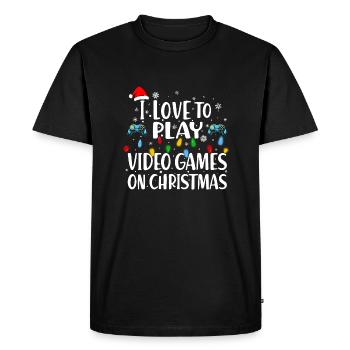 i Love to Play Video Games On Christmas - T-shirt Premium bio Homme - noir - Devant - Nico (187cm)