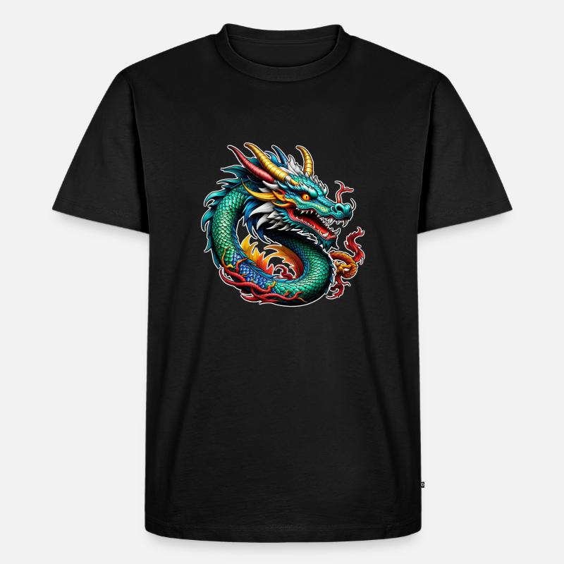 Asiatischer Drache - Japan - Chinesisch - Männer Premium Bio T-Shirt - Schwarz