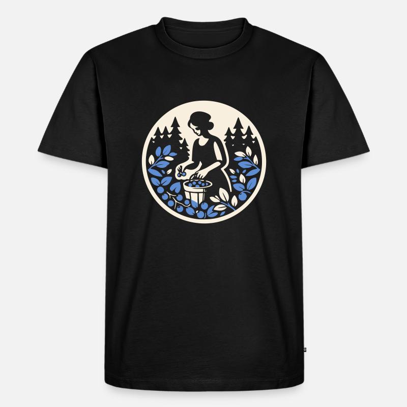 Heidelbeere - Männer Premium Bio T-Shirt - Schwarz