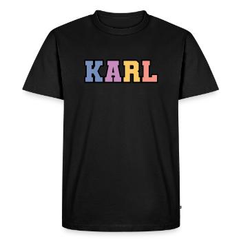 Nom - Karl - T-shirt Premium bio Homme - noir - Devant - Nico (187cm)