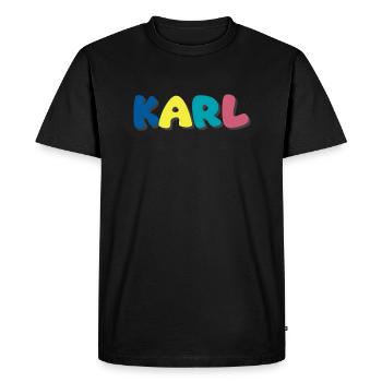 Nom - Karl - T-shirt Premium bio Homme - noir - Devant - Nico (187cm)