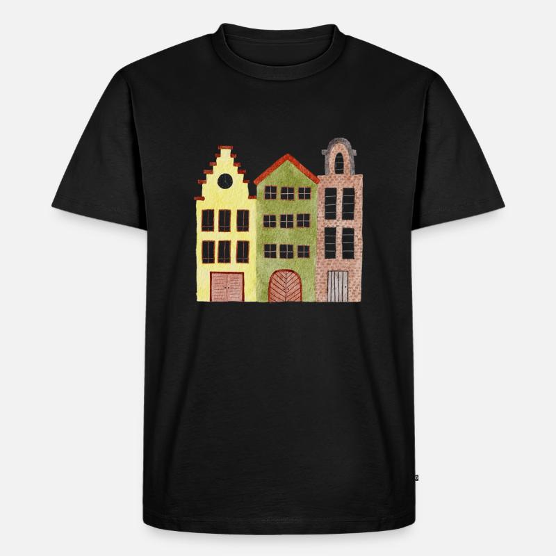 Häuser - Männer Premium Bio T-Shirt - Schwarz