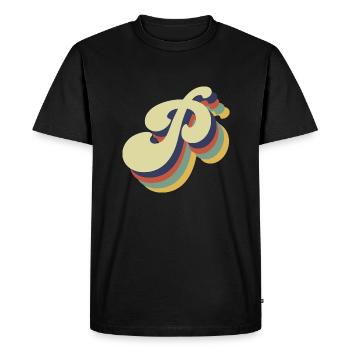 Lettre p rétro - T-shirt Premium bio Homme - noir - Devant - Nico (187cm)