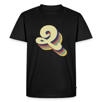 Retro Q Letter - Men's Premium Organic T-Shirt - black - Front - Nico (187cm)