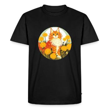 Orange ginger tiger Tabby Cat - Men's Premium Organic T-Shirt - black - Front - Nico (187cm)