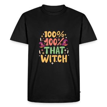Halloween, Unapologetically 100% That Witch - Men's Premium Organic T-Shirt - black - Front - Nico (187cm)