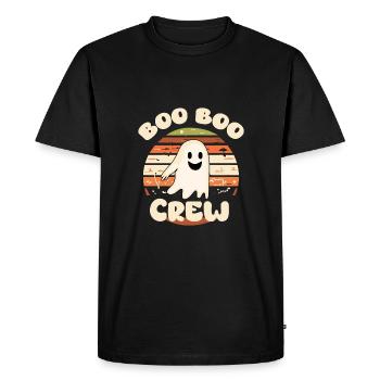 Halloween, Boo Boo Crew, fantôme souriant - T-shirt Premium bio Homme - noir - Devant - Nico (187cm)