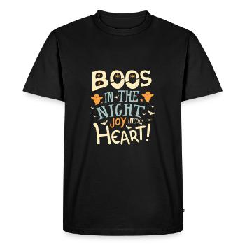 Des huées dans la nuit, de la joie dans le cœur ! - T-shirt Premium bio Homme - noir - Devant - Nico (187cm)