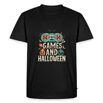 Games and Halloween - A Spooktacular Combo - Men's Premium Organic T-Shirt - black - Front - Nico (187cm)