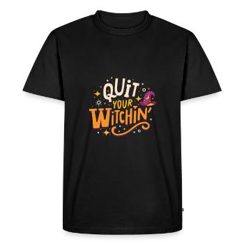 Quittez votre sorcière, célébration d’Halloween - T-shirt Premium bio Homme - noir - Devant - Nico (187cm)