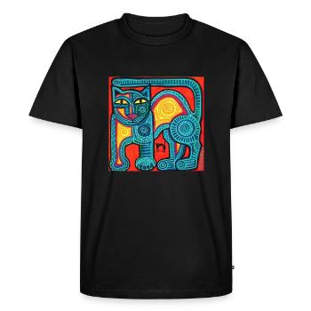 chat bleu - T-shirt Premium bio Homme - noir - Devant - Nico (187cm)