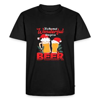 C’est le moment le plus merveilleux pour la bière - T-shirt Premium bio Homme - noir - Devant - Nico (187cm)
