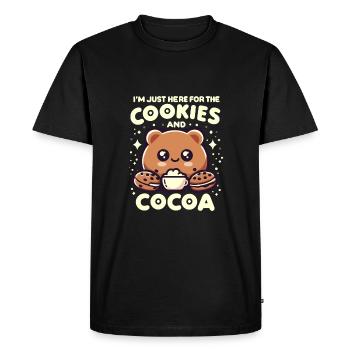 Je suis juste ici pour les cookies et le cacao - T-shirt Premium bio Homme - noir - Devant - Nico (187cm)