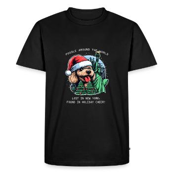 Caniche autour du monde, Lost in New York - T-shirt Premium bio Homme - noir - Devant - Nico (187cm)