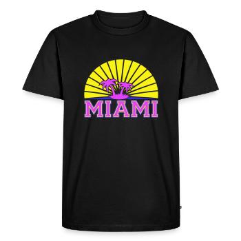 Miami États-Unis Palm Trees Beach Sun America Floride Logo - T-shirt Premium bio Homme - noir - Devant - Nico (187cm)