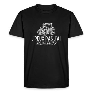 J'peux pas, j'ai tracteur, vie à la ferme - T-shirt Premium bio Homme - noir - Devant - Nico (187cm)