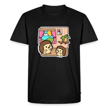 Cute little hedgehogs in their cute hedgehog apartment - Men's Premium Organic T-Shirt - black - Front - Nico (187cm)