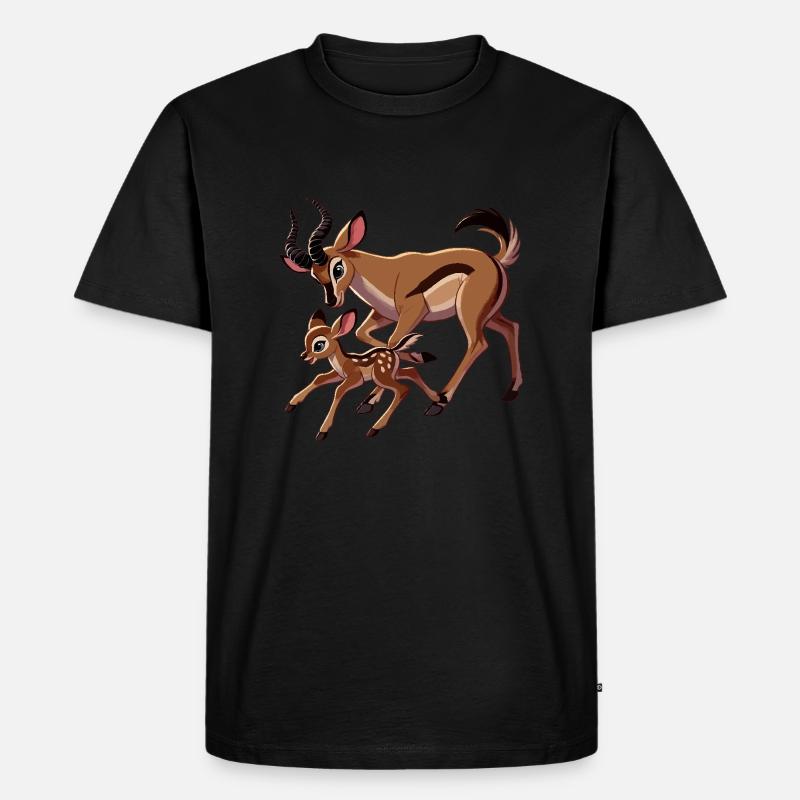 Antilopenmutter mit Jungtieren - Männer Premium Bio T-Shirt - Schwarz
