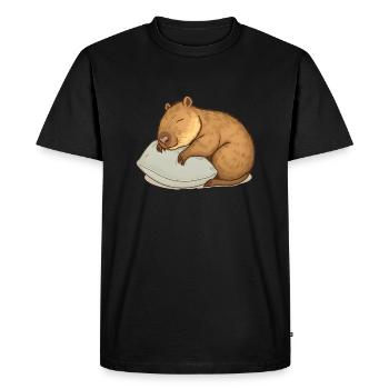 Capybara endormi mignon - T-shirt Premium bio Homme - noir - Devant - Nico (187cm)