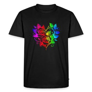 La beauté de la rose rouge : un symbole intemporel de l’amour - T-shirt Premium bio Homme - noir - Devant - Nico (187cm)