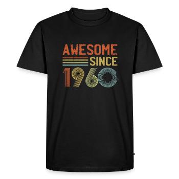 Awesome Since 1960" – Vintage Retro Birthday - Men's Premium Organic T-Shirt - black - Front - Nico (187cm)