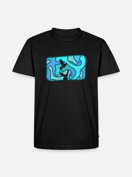 Taube Peacezeichen - Männer Premium Bio T-Shirt - Schwarz