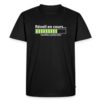 Wake current - Men's Premium Organic T-Shirt - black - Front - Nico (187cm)