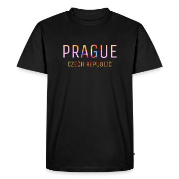 Prague - République tchèque - langue anglaise - T-shirt Premium bio Homme - noir - Devant - Nico (187cm)