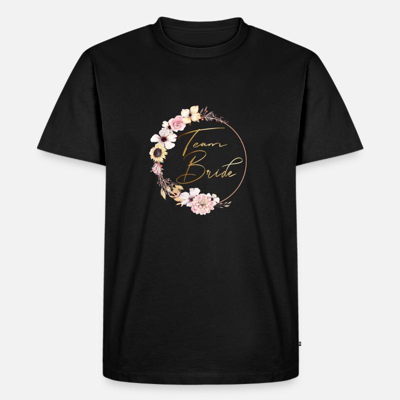 peachy_wreath_team_bride - Männer Premium Bio T-Shirt - Schwarz