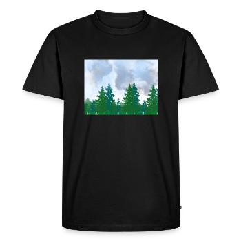 Paysage paysage aquarelle forêt sur un temps nuageux - T-shirt Premium bio Homme - noir - Devant - Nico (187cm)
