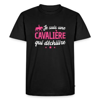 je suis une cavalière qui déchire - T-shirt Premium bio Homme - noir - Devant - Nico (187cm)