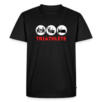Triathlète sport humour geek cadeau - T-shirt Premium bio Homme - noir - Devant - Nico (187cm)