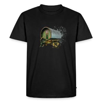 caravane gitane tirée par des chevaux, - T-shirt Premium bio Homme - noir - Devant - Nico (187cm)