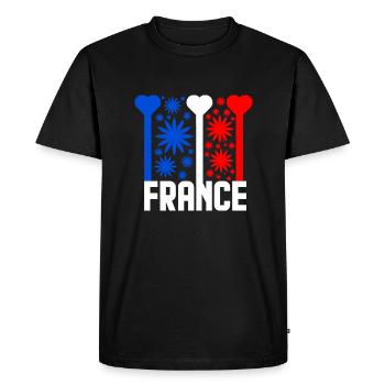 Drapeau Français bleu blanc rouge - T-shirt Premium bio Homme - noir - Devant - Nico (187cm)