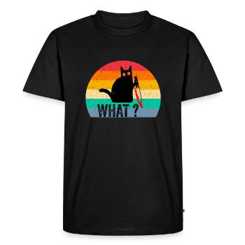 Mord Katze Was? Liebende Katze Retro - Männer Premium Bio T-Shirt - Schwarz - Vorne - Nico (187cm)