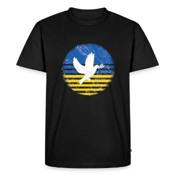 Ukraine Shirt with Dove of Peace - Men's Premium Organic T-Shirt - black - Front - Nico (187cm)